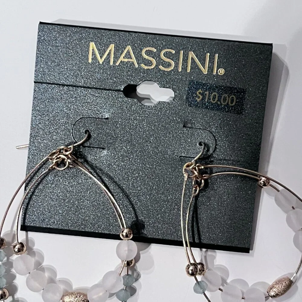 Hanging Beaded‎ Earrings by Massini 2 Pairs New with Tags
